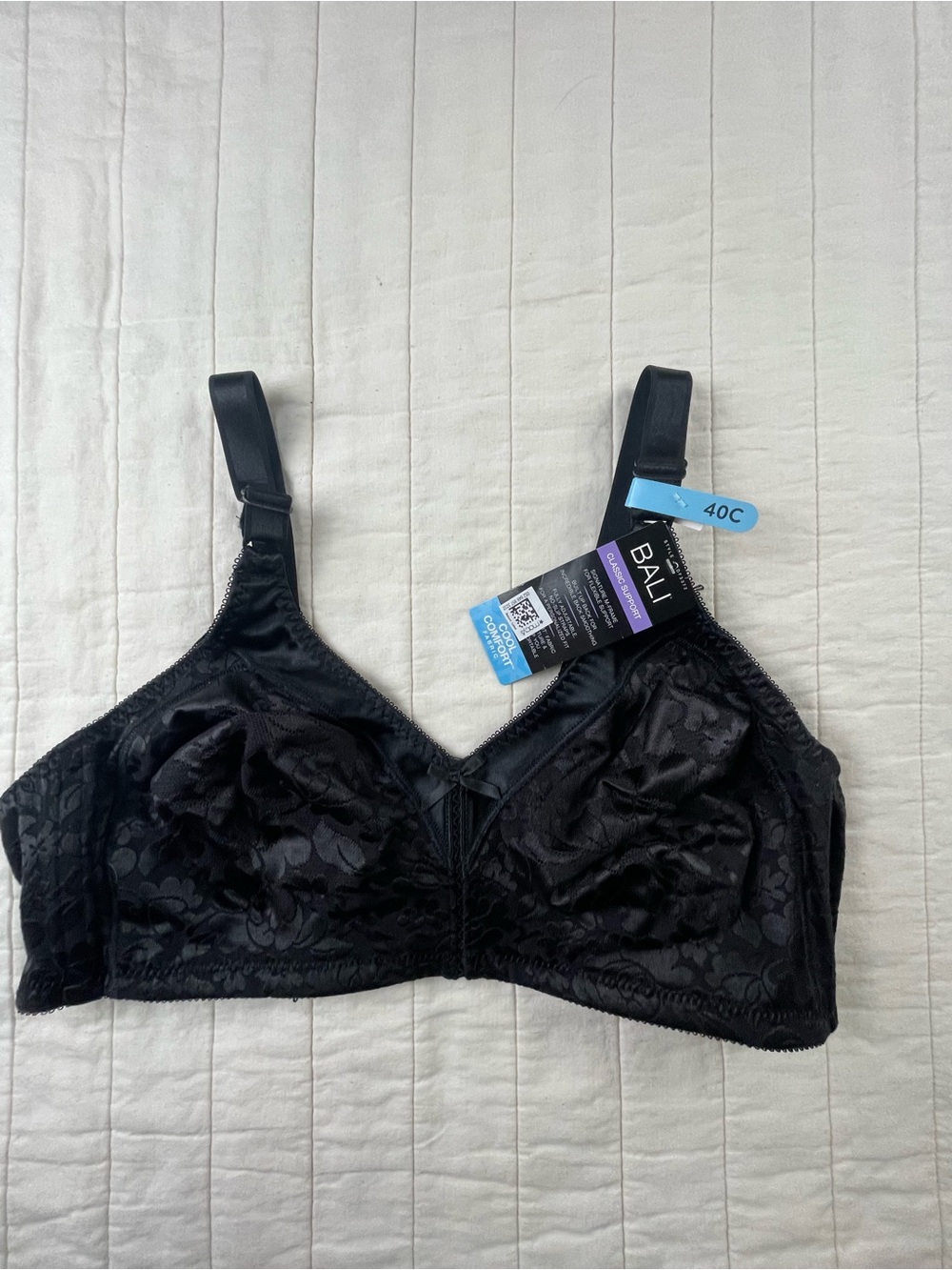 Bali Black Lace Wireless Comfort Full-Coverage Bra 40C